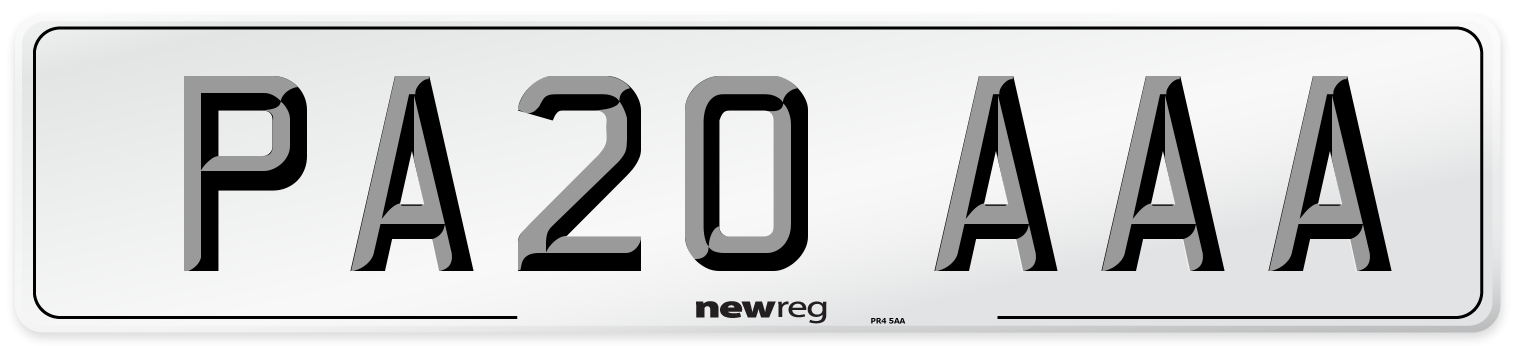 PA20 AAA Number Plate from New Reg